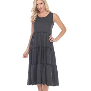 Scoop Neck Tiered BohoMidi Maxi Dress White Mark Size 2x